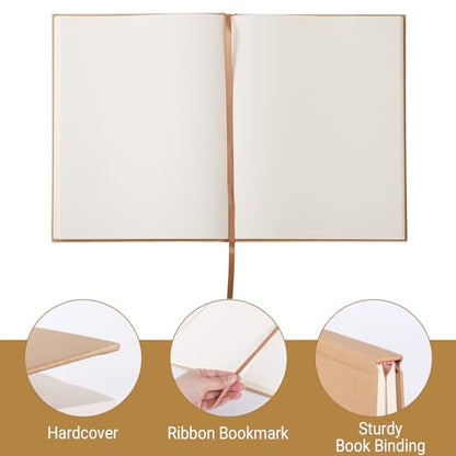 zmybcpack 3 Pack B5 Blank Notebook Journals 7.6" x 10", 160 Pages/80 Sheets, UnlinedHardcover Sketchbook Kraft Travel Journal for College, School, Office - size: 7.6" x 10"（3 pack）
