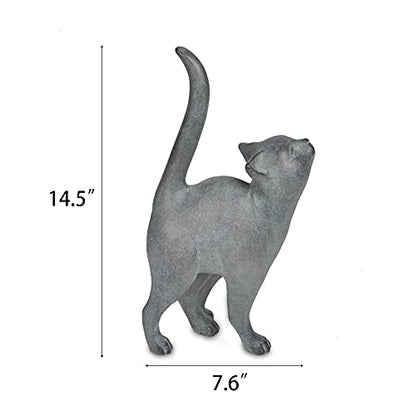 Newman House Studio Garden-Statues Cat-Figurines Home Garden Decor - Farmhouse Backyard Polyresin Kitten 7.6L x 4W x 14.5H inch - color: Single Cat