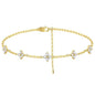 Dainty Moissanite Clover Bracelet for Women, D Color VVS1, Cute Stackable Adjustable 14K Gold/White Gold Plated Bracelet, Non Tarnish Trendy Waterproof Jewelry, Friendship Love Gift for Her