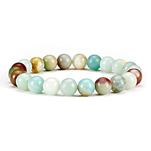 Cherry Tree Collection - Small, Medium, Large Sizes - Gemstone Beaded Bracelets For Women and Men - 8mm Round Beads - color: Amazonite Multi-Color, size: Large