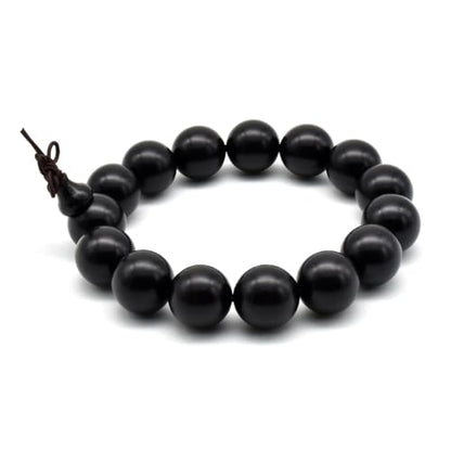 Zen Dear Unisex Natural Ebony Wood Buddhist Prayer Bead Necklace Bracelet Tibetan Prayer Mala Beaded Black - style: 15mm 15beads