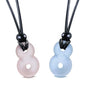 Infinity Necklace - Sea Glass Jewelry - Positive Vibes Collection - Cute Meditation Crystals - Spiritual Gifts for Yoga Lovers - High Vibration Tibetan Symbols - Cool and Trendy Good Luck Amulets - color: Couples Set - Pastel Pink and Purple