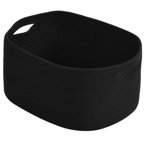 ECDYQXVU Cotton Rope Storage Basket, 15x10x9 Inches, Woven Basket for Shelves, Clothes, Towels, Books, and Laundry, Black (1 Pack) - color: Black, size: 1 Pack