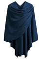 PULI Womens Large Cross Front Poncho Sweater Wrap Topper Knitted Elegant Shawls Cape for Fall Winter - color: 1-dark Slate Blue