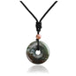 Jovivi 30mm Circle Donut Healing Crystals Necklace Natural Semi-Precious Chakra Gemstone Stone Amulet Lucky Coin Donuts Charm Protection Quartz Reiki Pendant Necklace for Men Women Adjustable Rope - color: Indian Agate