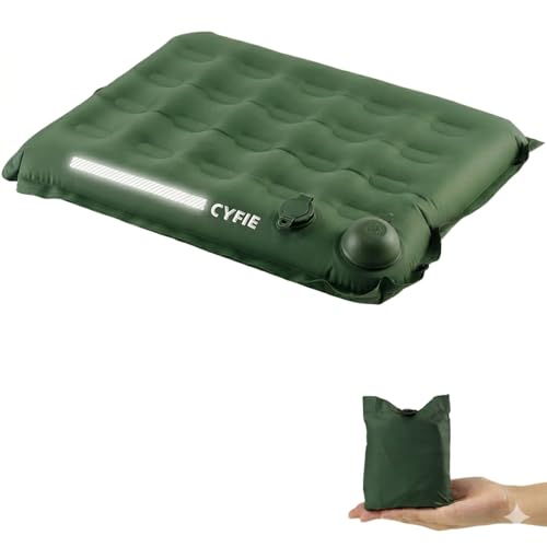 Cyfie Inflatable Seat Cushion for Stadium, Travel, Camping, Sport Event, Portable Press-Inflate Cushion Airplane Seat, 2.8" Thick Water-Resistant Lightweight Camping Seat Pad for Outdoor (Green) - color: Green