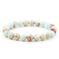 Natural Gemstones Bracelet 8mm Chakra Round Beads Energy Power Crystal Reiki Healing Elastic Stretch 7 Inch for Women Men Unisex - color: Turquoise-B