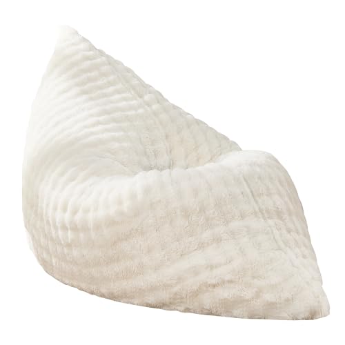 Hobestluk 3 in 1 Bean Bag Chair Giant Bean Bag Chairs for Adults with Bubble Cover Convertible Bean Bag Floor Cushion with Machine Washable Cover for Living Room (Bubble White) - color: Eider White
