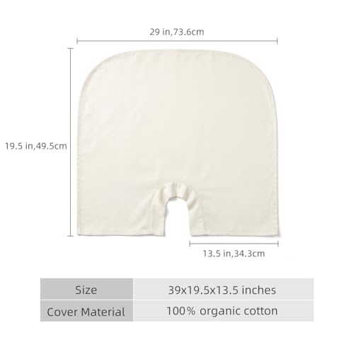 100% Organic Cotton Pregnancy Pillowcase for U-Shaped Pregnancy Pillow | 19.5"x29" Pillowcase for Maternity Body Pillows, Hypoallergenic & Breathable, Machine Washable, for Pregnant Women, Girls - size: 19.5"x29"
