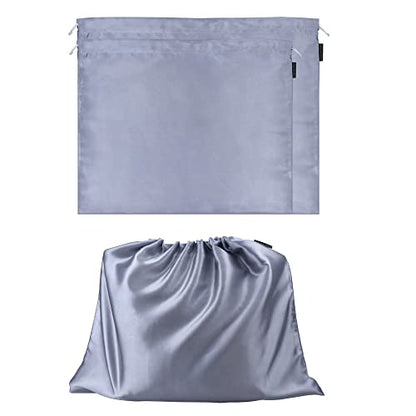 2 Pack Dust Bags for Handbags Silk Dust Cover Bag for Handbags Purses Shoes, Dustproof Drawstring Bag Travel Storage Pouch (Grey) - color: Grey