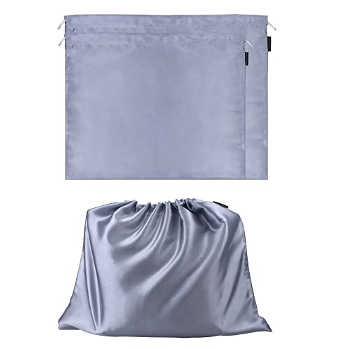 2 Pack Dust Bags for Handbags Silk Dust Cover Bag for Handbags Purses Shoes, Dustproof Drawstring Bag Travel Storage Pouch (Grey) - color: Grey