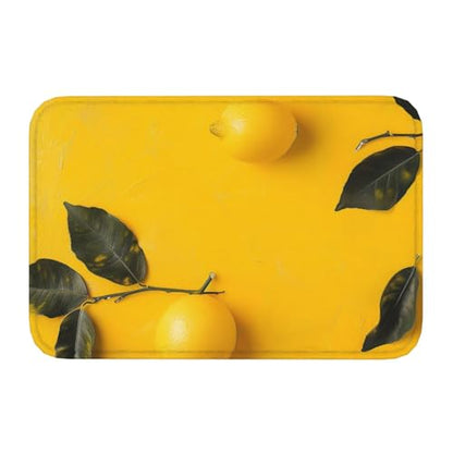 Yellow Lemon 1 Printed Flannel Non - Slip Floor Mat 16x24in - Soft Plush Microfiber Rug for Every Indoor Space - color: Yellow Lemon 1
