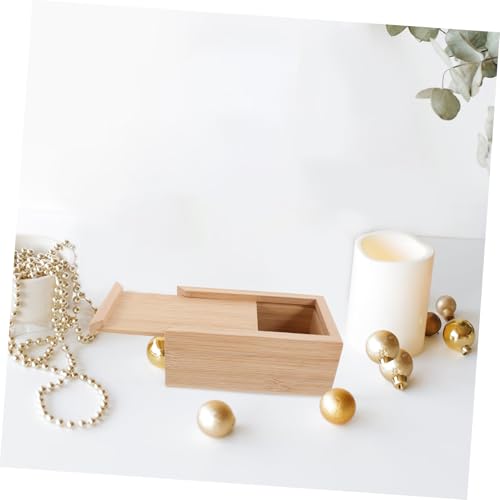 Wooden Slide Lid Storage Box Unfinished Wood Jewelry Case Retro Pull-out Organizer for Small Items for Home Decor Multi-purpose Container