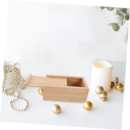 Wooden Slide Lid Storage Box Unfinished Wood Jewelry Case Retro Pull-out Organizer for Small Items for Home Decor Multi-purpose Container
