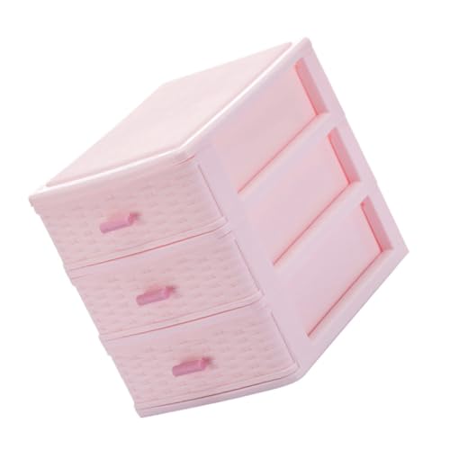 Amosfun 1Pc Multi Layer Makeup Case Compact Drawer Type Storage Box for Jewelry Items Easy to Clean Stylish Desktop Organizer - color: Pink
