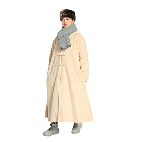 Unisex Men Women Windbreaker Meditation Cloak Overcoat - color: Beige, size: 155cm