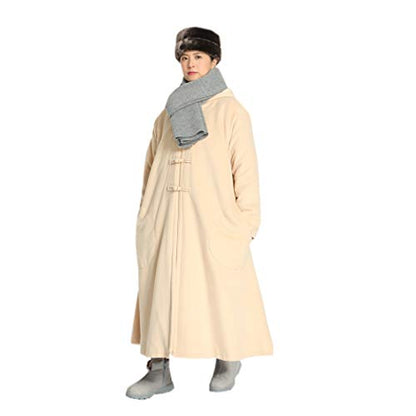 Unisex Men Women Windbreaker Meditation Cloak Overcoat - color: Beige, size: 115cm