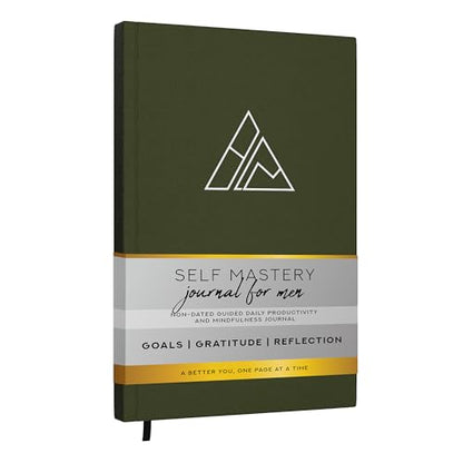 Realizations Self-Mastery Journal for Men - Gratitude Journal – 5 Minute Journals - Reflection Manifestation Journal for Mindfulness – Goal/Guided Gratitude Journel for Women & Men (Olive) - color: Olive