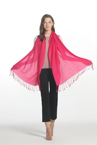 EURKEA Women's Scarf Pashmina Silky Soft Shawls Wraps Stole for Evening, Wedding and Gift - color: Hot Pink