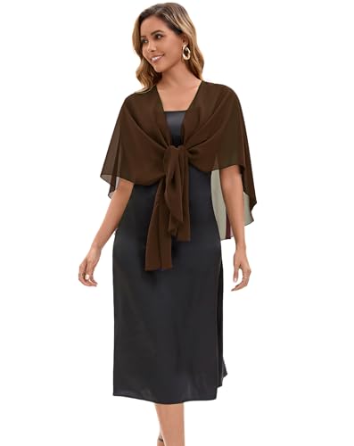 Baoqiya Chiffon Shawl Evening Scarf Shawls and Wraps for Women Wedding Party Bridal Scarves Cover Ups - color: Brown
