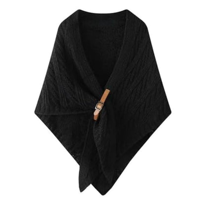 WaJuemy Pashmina Shawl Wraps for Women Cross Sweater Shawls and Wraps Cardigan Cape Front Poncho Knit Cashmere Sweater Shawl - color: 10 Black L