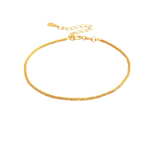 Dainty Adjustable Bracelet for Women - 14K Gold Plated Stackable Link Chain, Minimalist Simple Jewelry Gift