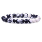 Keleny Gem Semi Precious Gemstones 8mm Round Beads Crystal Stretch Bracelets 7 Inch Unisex - color: Black Wihte Zebra Jasper