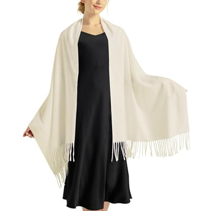 Ciormis Pashmina Scarf for Women, Soft Pashminas Shawls and Wraps for Evening Dresses, Wedding Bride Bridesmaid Shawls Scarf - color: C# Cream