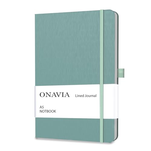 ONAVIA A5 Hardcover Notebook Journal, College Ruled Lined Notebook for Work, Office Meetings, Journaling, Planning & Daily Writing, 160 Pages (80 Sheets), 5.8 x 8.3 in, Midnight Green - color: Midnight Green
