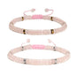 Mixed Gemstone Adjustable Braided Beaded Bracelet for Women, 2x4mm Heishi Disc Natural Healing Stone Summer Beach Jewelry, Yoga Gift for Her - color: Rose Quartz