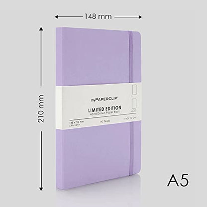myPAPERCLIP Limited Edition A5 Plain Notebook | 192 Pages, 100 GSM, Soft Cover, A5 (5.83 × 8.27 in) | Flat Lay | Bookmark & Elastic Closure | Lilac - color: Lilac, style: Plain