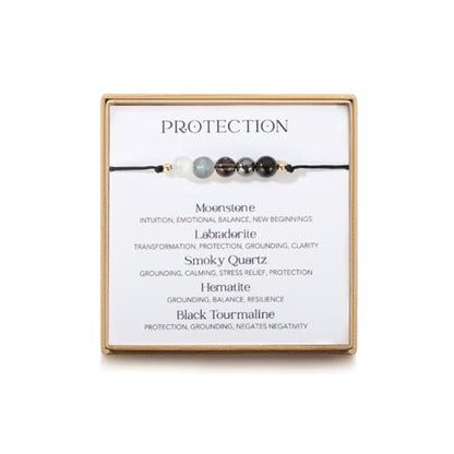 Triple Threat Protection Bracelet for Women,Evil Eye Natural Healing Crystal Beaded Bracelet for Protection - style: Empath Protection (Style D)
