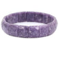 Keleny Gemstones Semi Precious 15mm Square Grain Faceted Beaded Stretch Bangle 7.5 Inch Unisex - color: A Grade Purple Lepidolite Lithium Mica