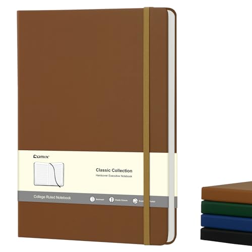 Comix B5 Lined Journal Notebooks, 208 Pages, 6.9 x 9.8 Inches, Brown, Hardcover Journaling Notebooks for Men & Women- Fits for Office, Business, School, Notes Taking & Writing - color: Brown, size: B5-Lined
