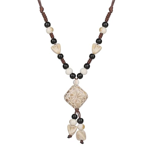 DS Boho Beaded Necklace for Women–Colorful Ceramic & African Tribal Beads, Adjustable Long Chunky Bohemian Jewelry with Gift Box Packaging,Hippie Witchy Vintage Handmade Fashion Statement Necklace - style: style-10