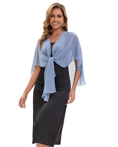 Baoqiya Chiffon Shawl Evening Scarf Shawls and Wraps for Women Wedding Party Bridal Scarves Cover Ups - color: Blue Grey