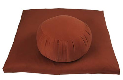 Kapok Zafu and Zabuton Meditation Cushion Set (2pc) - color: Clay