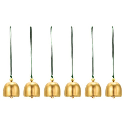 PATIKIL 6 Pcs Wind Chime, Hanging Bells Temple Bells Retro Outdoor Hanging Metal Chinese Wind Chime Round for Outside Garden Camping, Gold Green - color: Gold Green