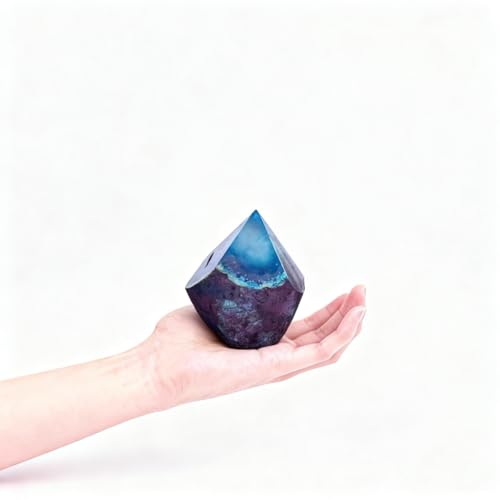 Agate Quartz Wand Medium Irregular Pillar 1.1-1.7 Lbs Dyed Teal for Wabi-Sabi Theme Home Balcony Garden Grounding Accent Ornament - color: Dyed Teal, size: 1.1-1.7 Pound
