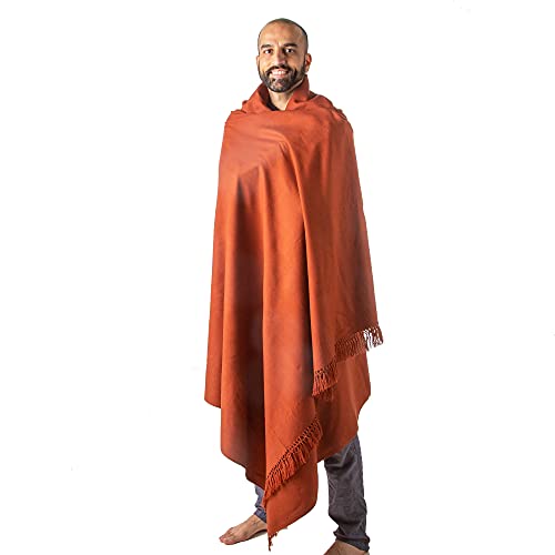 Meditation Shawl or Meditation Blanket, Shawl/Wrap, Oversize Scarf/Stole. Large. Unisex. - color: Brown Rust
