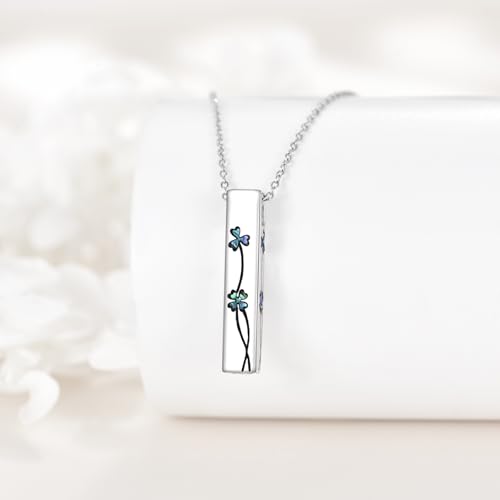 Cremation Urn Necklaces for Ashes Sterling Silver 3D Vertical Bar Memorial Pendant for Loved Ones Keepsake Cremation Jewelry Gifts for Women Men - style: Clover