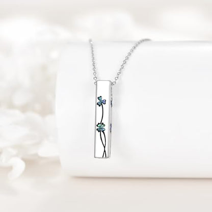 Cremation Urn Necklaces for Ashes Sterling Silver 3D Vertical Bar Memorial Pendant for Loved Ones Keepsake Cremation Jewelry Gifts for Women Men - style: Clover