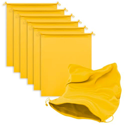 Microfiber Bags with Drawstring Soft Protective Pouch for Blanket,Shoes,Travel Cloth,Camping Bag,Sleeping Bag,Handbag,Winter Coat,Bulky Bedding (6 Pack, Yellow, 17.7” x 22”)