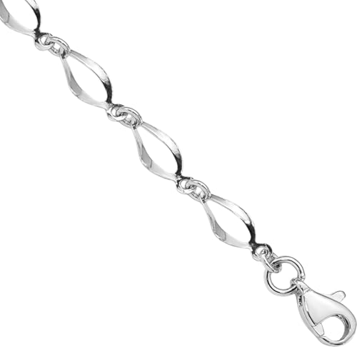 14K White Gold 5mm Thick Link Chain Bracelet 7.25 inch, Polished, Twisted for her IceCarats
