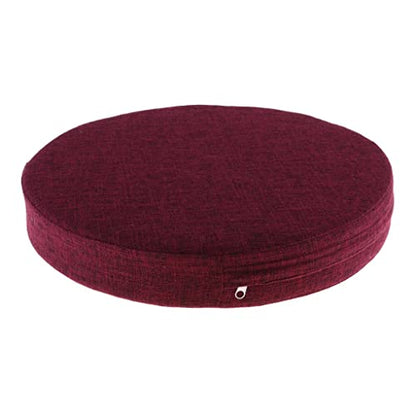 6cm Portable Round Yoga Meditation Cushion - Weight Breathable Linen, Perfect for Home and Outdoor Exercise - Wine Red