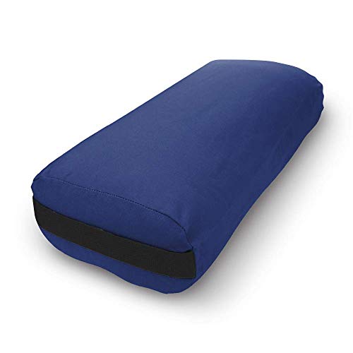 Bean Products Cotton Batting Yoga Bolster - Studio Grade Round or Rectangular Restorative Yoga Pillow for Pilates and Yin Practice - Soft Yet Firm Support with Cotton Cover - Made in The USA - color: Mosaic Blue, size: Rectangular
