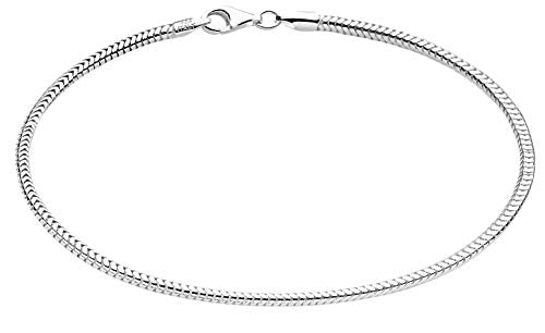 Savlano 925 Sterling Silver Solid Italian Round Diamond Cut Snake Chain Bracelet/Anklet For Women & Men - Made in Italy Comes Gift Box - style: 1.5mm