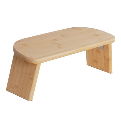 TFCFL Meditation Bench, Foldable& Ergonomic Meditation Stool, Bamboo Wood Kneeling Stool with Velvet Cushion, for Yoga or Sitting (Wood Color+ Coffee)