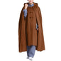 Winter Meditation Robe Hooded Trench Coat Cloak Double Layer Plush Buddhist Capes Unisex with Pockets - color: Brown, size: Small