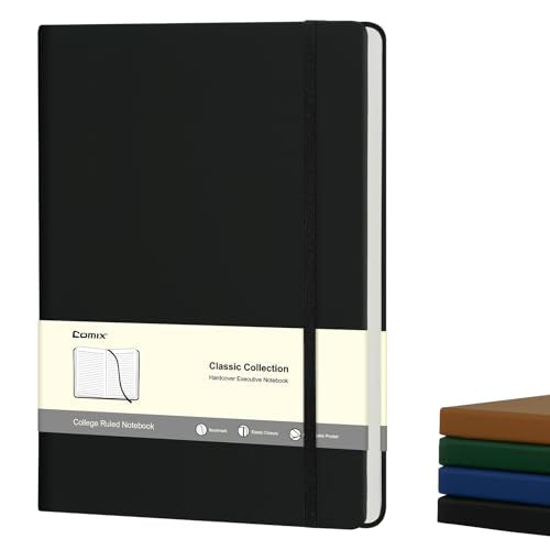 Comix B5 Lined Journal Notebooks, 208 Pages, 6.9 x 9.8 Inches, Black, Hardcover Journaling Notebooks for Men & Women- Fits for Office, Business, School, Notes Taking & Writing - color: Black, size: B5-Lined